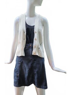Gentle Fawn Vintage Inspired Cream Knit Button Front Vest Clean Girl Small
